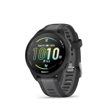 Garmin Forerunner 165, 43mm GPS running smartwatch, lightweight, AMOLED touchscreen, advanced training, insights & features, safety & tracking features, up to 11 days battery life, Black
