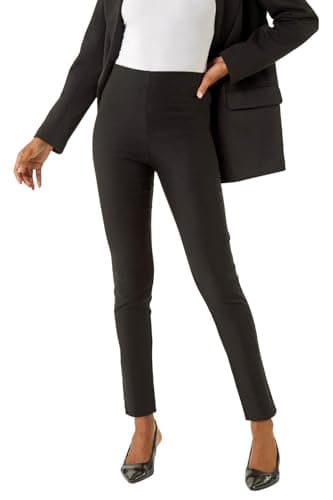 Roman Originals Stretch Bengaline Skinny Fit Trousers - Ladies Fashion Trousers for Smart Formal Professional Casual Everyday - Black (28 in) - Size 16