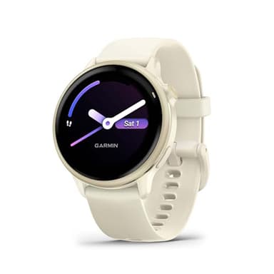 Garmin vívoactive 6, 42mm GPS smartwatch, AMOLED touchscreen, all-day health monitoring, personalised fitness features, advanced sleep coaching, Music, up to 11 days battery life, Bone/Lunar Gold