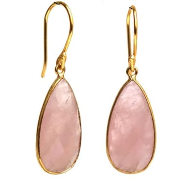 Gempires Rose Quartz Teardrop Dangle Earrings for Women – Handmade Gold-Plated Dangle Jewellery | Hypoallergenic, Non-Tarnish Gifts For all Occasions