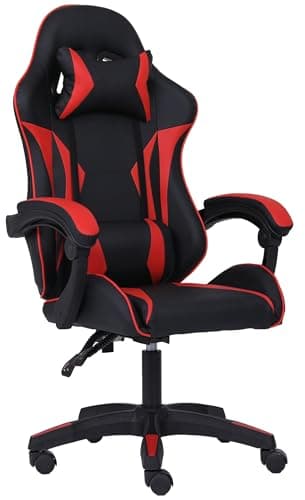 Millhouse Sport Desk Chair, Adjustable Office Gaming Racing Chair with Lumbar and Head Pillow - X3577 - Red-Black