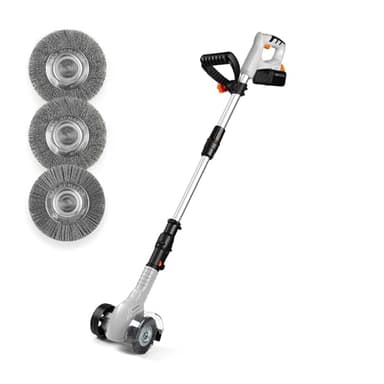 VonHaus Weed Remover Cordless – Telescopic/Height Adjustable Grout, Driveway, Patio, Stone, Wood, Paving Electric Cleaner/Sweeper Machine – 20V Battery, Charger, 3 Interchangeable Brushes