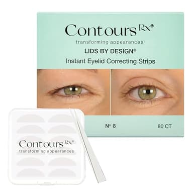 Contours Rx Lids by Design Eyelid Lift Strips - (8mm) Eye Lift without Surgery Perfect for Hooded, droopy, Uneven or Mono eyelids medical grade, hypoallergenic and latex free. Set of 80.