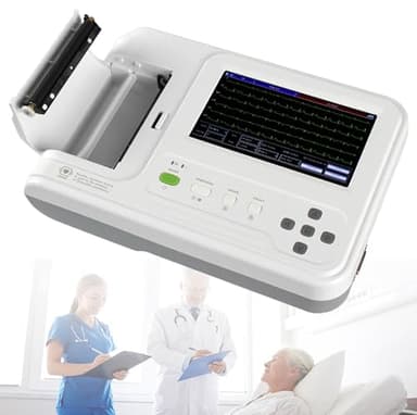 ECG/EKG Machine Portable 12 Leads Monitor 7 inch LCD Touch Screen Digital 6 Channel Electrocardiograph - Ideal for Medical Professionals