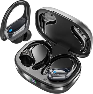 HAOYUYAN Wireless Earbuds, Sports Bluetooth Headphones, 80Hrs Playtime Ear Buds with LED Power Display, Noise Canceling Headset, IPX7 Waterproof Earphones for Workout/Running