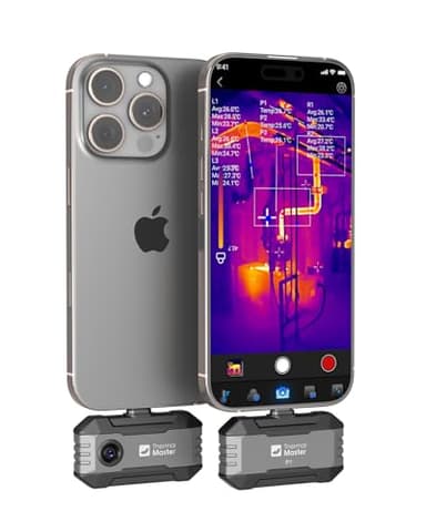 Thermal Camera P1 for iPhone 15/16 und Android Infared Camera Super Resolution 320x240 Thermal Imaging Camera Temp Range -20℃-600℃, 15x Zoom Suitable for Phone/Tablet/PC, P1 Grey