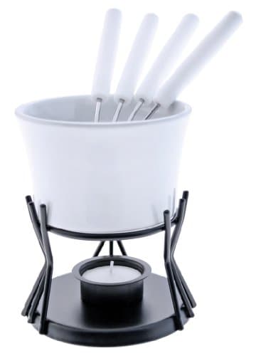 Swissmar F66321 Kindle Chocolate Fondue Set 7-Piece, Ceramic/Stainless Steel, White, 250ml, Tealight Candle Heated/Microwave and Oven Safe, Dishwasher Safe, Gift Boxed