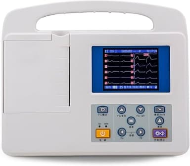 Portable 12-Lead 3-Channel ECG Machine with Color LCD - Digital Electrocardiograph Monitor for Heart Health - for Intensive Care & Home Use with Printing Paper Included