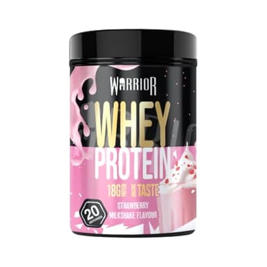 Warrior Whey Protein Powder 500g, 20 Servings – High Protein Shake Supplement for Muscle Growth, Recovery & Weight Loss – Low Sugar, Low Carb, Gluten Free Meal Replacement Shake – Strawberry Milkshake