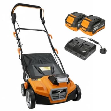 Lazy-Brush 40V Cordless Artificial Grass Power Brush - 380mm Lawn Sweeper - 5 Depth Settings - 50L Collection Bag - Inc. 2 x 4.0Ah Batteries & Dual Charger - Lifts & Revives Turf