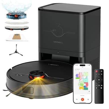 uninell Robot Vacuum Cleaner with Mop,Robotic Vacuum with 7000Pa Super Suction,180min runtime,3.5L Self-Empty Station,Lidar Navigation,APP/Remote/Voice Control,for Floors Carpets Pet Hairs,UR3