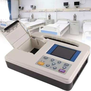 12-Lead 3-Channel Portable ECG EKG Machine with Colour LCD Display & Built-in Printer | Patient Monitor for Intensive Care, Home Use & Clinical Settings