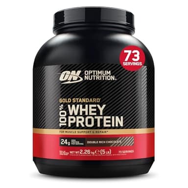 Optimum Nutrition Gold Standard 100% Whey Protein Powder, Double Rich Chocolate, 5 Pound (Packaging May Vary)