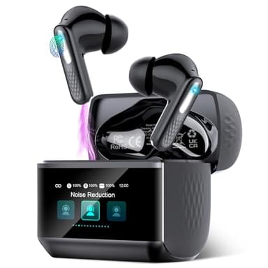 ZYHKON Wireless Earbuds, Bluetooth 5.4 Headphones In Ear with ANC/ENC MIC, HiFi Stereo Bluetooth Ear buds 5 EQ Modes, IP7 Waterproof Bluetooth Earphones with Touchscreen for Android iOS Black