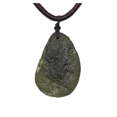 LXAMPES Raw Moldavite Crystal Necklace Certified Meteorite Stone Moldavite Tektite Healing Crystal Necklace,Irregular Shape Meteorite