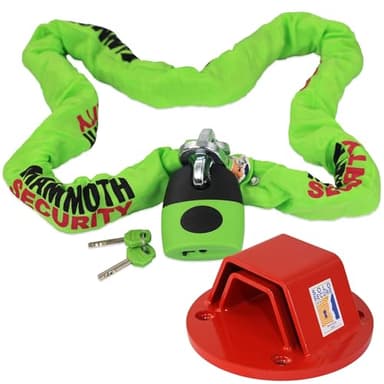Mammoth Sold Secure Gold Approved Motorcycle Chain & Lock 1.8m + Ground Anchor Heavy Duty Motorbike Scooter Security
