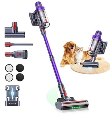 SMOTURE Cordless Vacuum Cleaner,50KPa Powerful Stick Vacuum Cleaner with 600W Motor,65 Min Runtime,Auto Mode,Detachable Battery,LED Touch Screen,Vacuum Cleaner for Pet Hair,Carpet,Hard Floor,Stair&Car