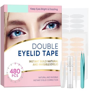 Eyelid Lift Strips, 480Pcs Invisible Eyelid Tape, Instant Double Eyelid Lift for Hooded, Droopy, Uneven, Mono-Eyelids, Durable and Waterproof