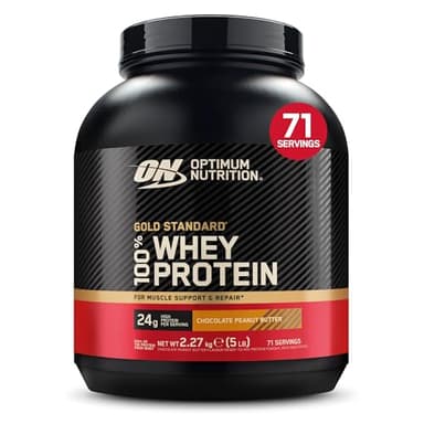 Optimum Nutrition Gold Standard Whey Protein, Muscle Building Powder With Naturally Occurring Glutamine and Amino Acids, Chocolate Peanut Butter, 71 Servings, 2.27kg, Packaging May Vary