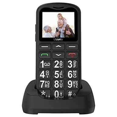 ukuu Big Button Mobile Phone for Elderly Easy to Use Basic Mobile Phone SIM Free Unlocked Senior Phone with SOS Button, Speed Dial, 800mAh, Bluetooth and Charging Dock-Black