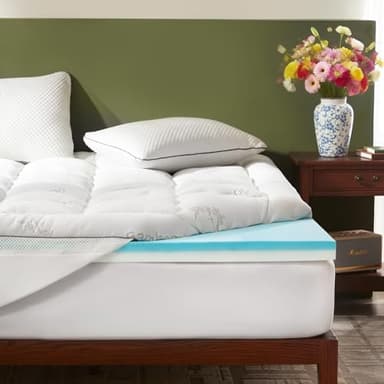 BEDLORE Mattress Topper Single Bed,2-in-1 Dual Layer Design (2" Gel Memory Foam + 2" Plush Top Cover) Memory Foam Mattress Topper Medium-Firm, OEKO-TEX, Pressure Relief & Back Pain Relief (White)