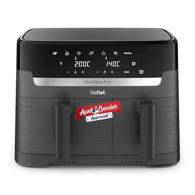 Tefal Easy Fry Dual Zone Digital Air Fryer, 2 Drawers, 8.3L, 8in1, Air Fry, Extra Crisp, Roast, Bake, Reheat, Dehydrate, 6 Portions, Non-Stick, Dishwasher Safe Baskets, Coal Grey - EY901HG0