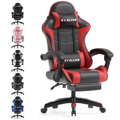 Vfalcon XTREME Gaming Chair – Ergonomic Reclining Chair with Footrest, 360° Swivel, Height Adjustable (Red)