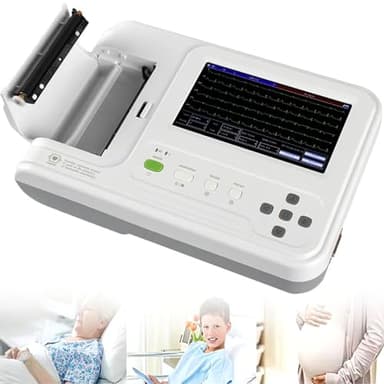 YANDDEA ECG Monitor, Portable 12 Leads 7" LCD Touch Screen Digital Equipment Digital 6-channel Electrocardiograph ECG Machine EKG Machine with Software