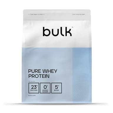 Bulk Pure Whey Protein Powder,Vanilla,23g Protein and 5g BCAAs per Scoop,Whey Concentrate Shake,Low Sugar,Supports Muscle Growth and Repair,Smooth Mixing,Vegetarian,1kg