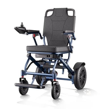 ByteTecpeak D04 Lightweight Foldable Electric Wheelchair Removable Lithium Battery, 20km Range, 500W Motor, Ultra-Portable 18.3kg Aluminium Powerchair for Travel & Airplane Approved