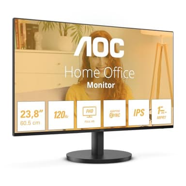 AOC 24B3HA2 - 24 Inch FHD monitor, IPS, 100Hz, 1ms, Ultra Narrow Boarder, FlickerFree, Adaptive Sync (1920 x 1080 250 cd/m HDMI 1.4 / DP 1.4)