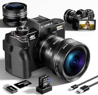G-Anica TURE 4K Digital Cameras for Photography，48MP/60FPS Video Camera for Vlogging, Vlogging Camera for YouTube, Small Camera.Wide-Angle & Macro Lens