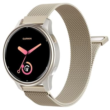 Astorgos 18mm Metal Watch Band Compatible with Garmin Venu 4 41mm/3S/2S; Forerunner 265S/255S; Vivoactive 4S/Vivomove 3S, Mesh Stainless Steel Replacement Strap Magnetic Clasp Wristband,Champagne Gold