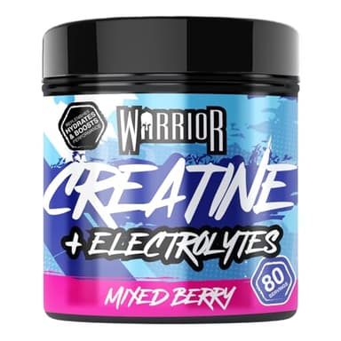 Warrior Creatine Monohydrate Powder + Electrolytes Powder 360g (80 Servings) – Performance, Hydration, Pre & Post Workout for Men & Women – Micronized Creatine + Electrolyte Supplement, Mixed Berry
