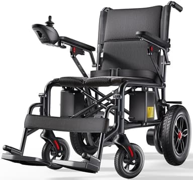 Electric Wheelchair for Adults - 25km Long Travel Range, Lightweight Folding, Motorized Power Chair for Indoor/Outdoor Mobility - Compact Size - Black