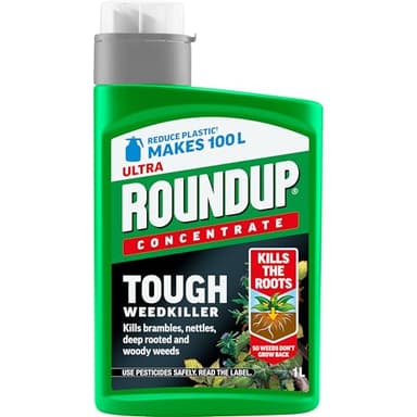 Roundup Tough Weedkiller Concentrate 1L – Powerful Concentrated Weed Killer for Tough Weeds, Makes up to 100L