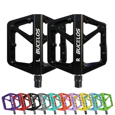 AEYINO MTB Pedals Flat Mountain Bike Pedals Road Large Platform Nylon Non-Slip for Adult Bicycle Gravel/Hybrid Bike 9/16"