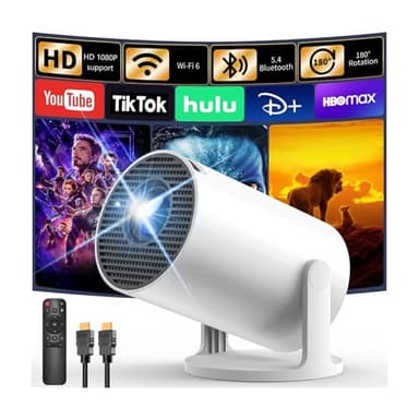 [Built-in Apps & 2026 Upgraded] Yoton Mini Projector for Bedroom with WiFi and Bluetooth, Y4 Portable Projector Support 4K 1080P, Auto Keystone 180° Rotatable, Compatible with HDMI/USB/PC/Phone
